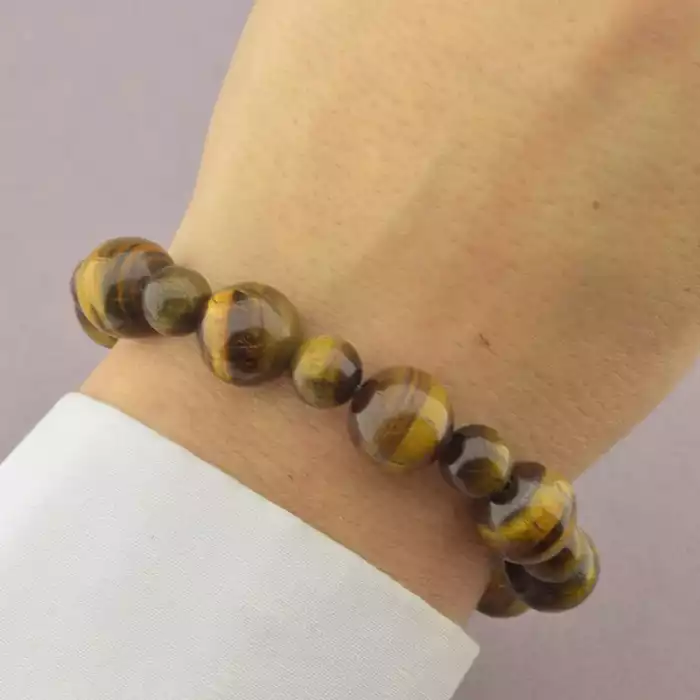 🏷️️ Браслет резинка Тигрове око 18 см. ss_94854