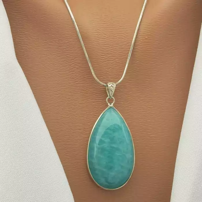 🏷️️ Кулон Амазоніт 40х20мм. (cрібло 925 проба) ss_102970