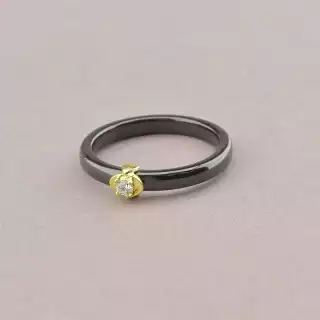 Каблучка Кераміка Фіаніт (позолота 18к лимонна)