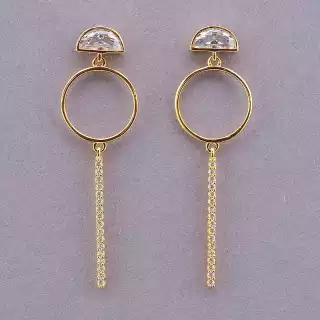 Сережки довгі пусети Xuping Фіаніт (позолота 18к)