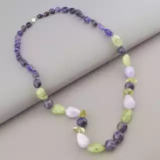 Намисто Аметрін, Аметист, Пренит 66 см.