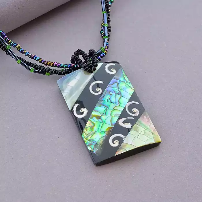 🏷️️ Підвіска Галіотіс, Бісер, Перламутр 46 см (сталь) ss_91553