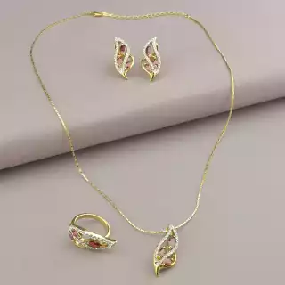 Набір Підвіска + Каблучка + Сережки Winniana Фіаніт 45 см. (позолота 18к)