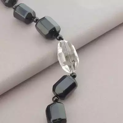 🏷️️ Намисто Агат, Гірський кришталь 65 см F-71550