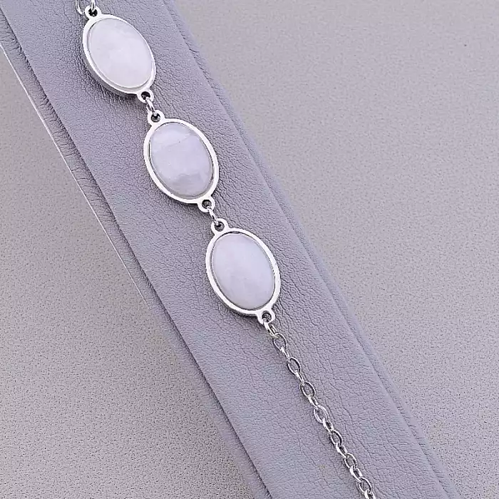 🏷️️ Браслет з карабіном Рожевий кварц 19 см ss_50462