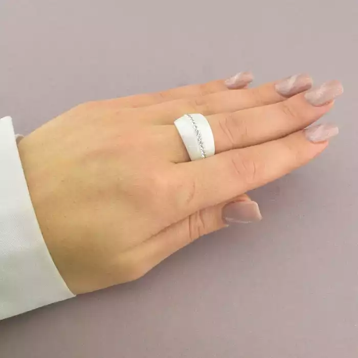 🏷️️ Каблучка Кераміка Фіаніт (родій) ss_92697