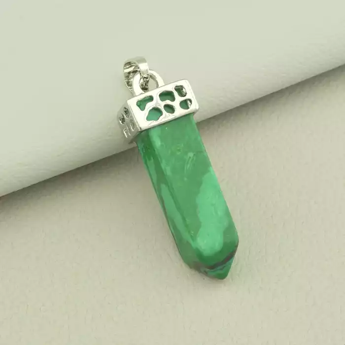 🏷️️ Кулон кристал Малахіт 37x10мм. ss_100832