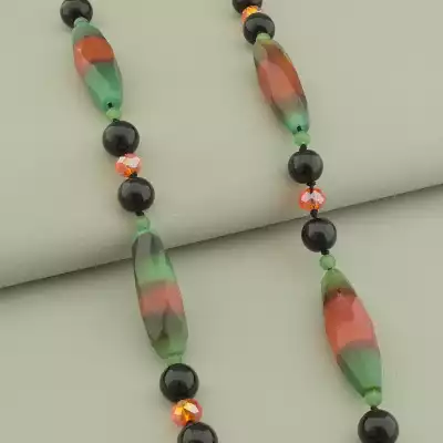 🏷️️ Намисто Агат, Чеський кришталь 71 см. F-101646