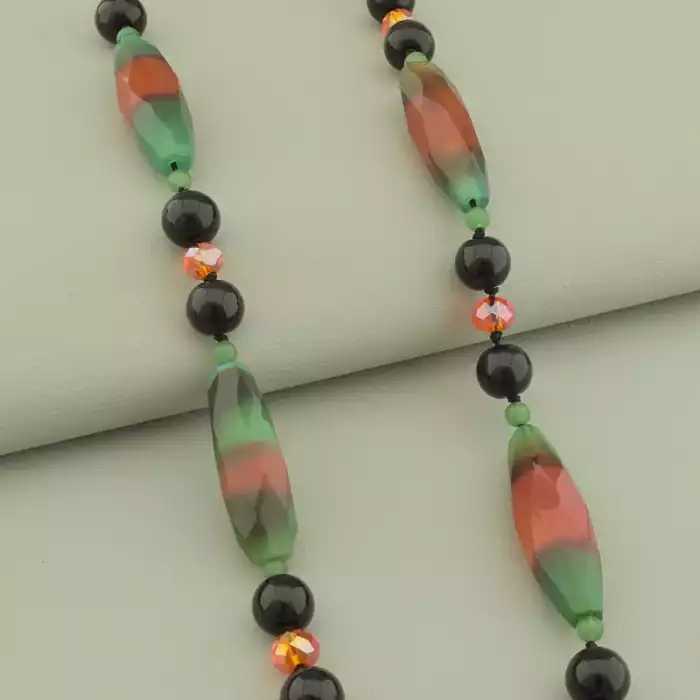 🏷️️ Намисто Агат, Чеський кришталь 71 см. ss_101646