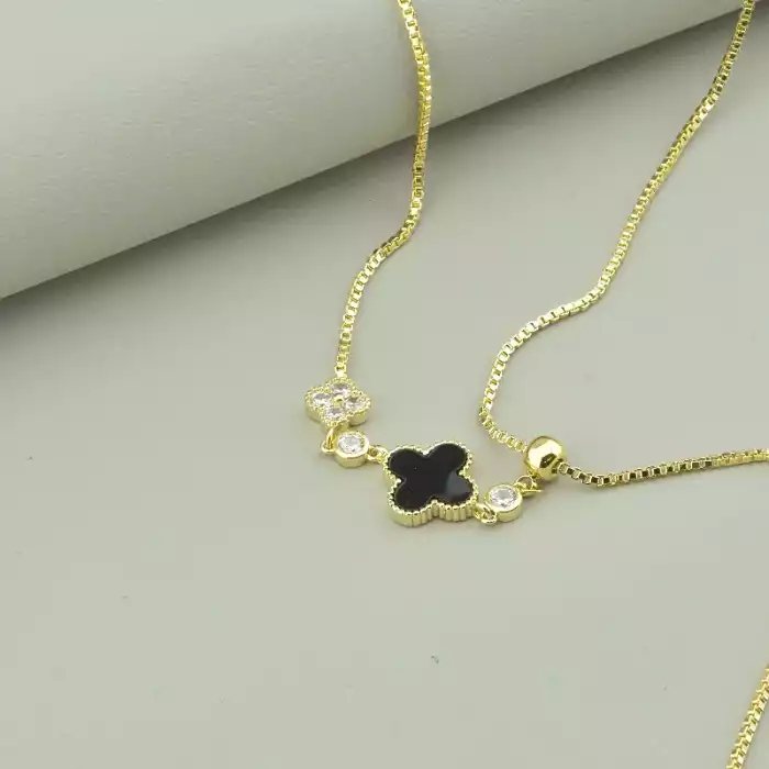 🏷️️ Підвіска чотирилисник конюшина Saiya Ван Кліф Фіаніт 78 см (позолота 18к лимонна) ss_94222