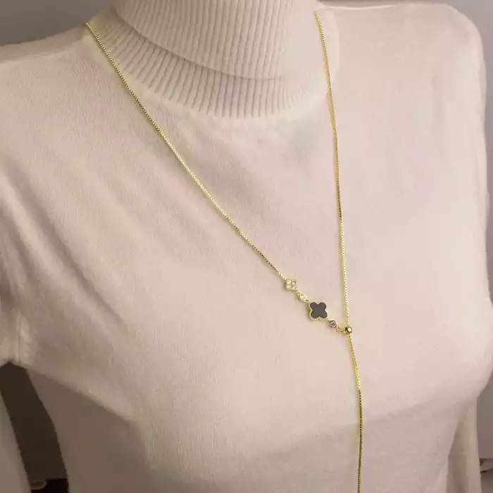 🏷️️ Підвіска чотирилисник конюшина Saiya Ван Кліф Фіаніт 78 см (позолота 18к лимонна) ss_94222