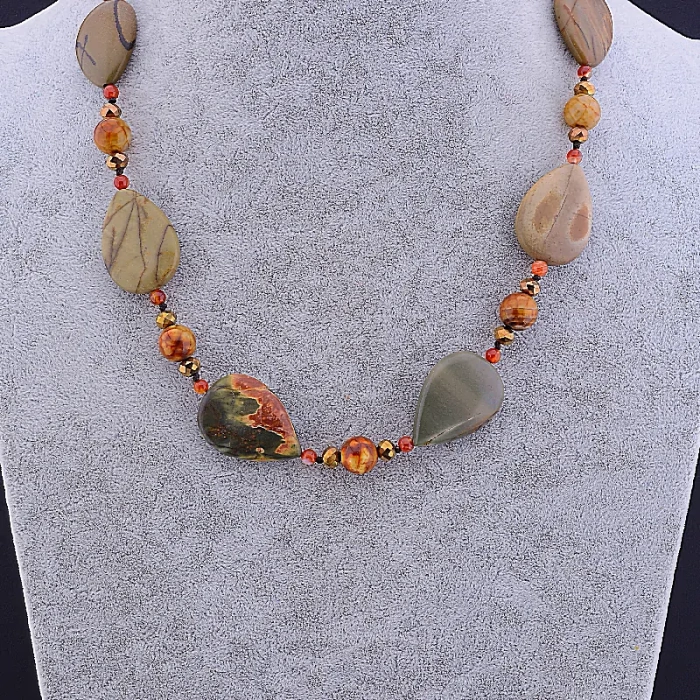 🏷️️ Намисто Яшма, Сердолік 55 см ss_77667