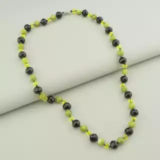 Намисто Жадеїт, Чеський кришталь 55 см.