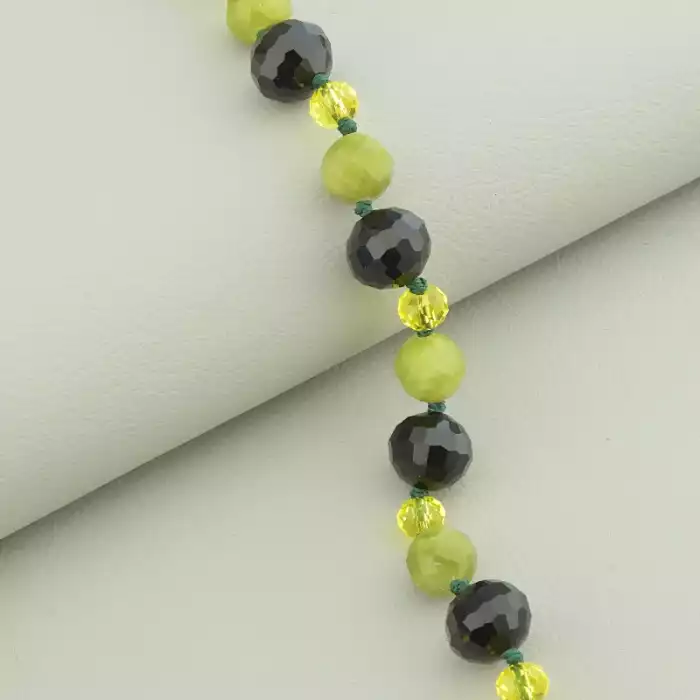 🏷️️ Намисто Жадеїт, Чеський кришталь 55 см. ss_94955