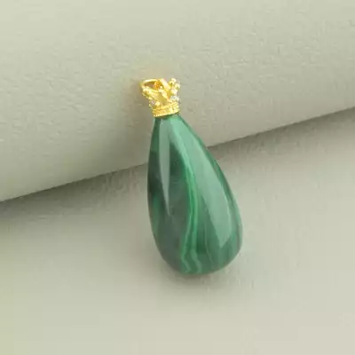 🏷️️ Кулон Малахіт 26х12мм. (позолота 18к лимонна) F-103592