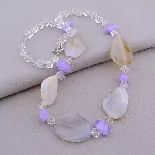 Намисто Агат, Гірський кришталь, Аметист 75 см