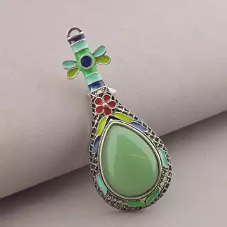 Брошка-кулон шпилька зелений Нефрит