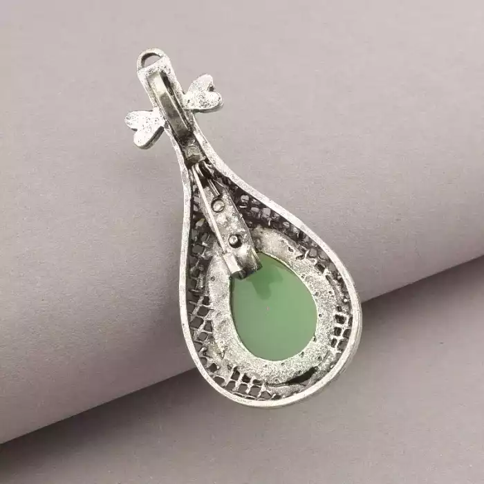 🏷️️ Брошка-кулон шпилька зелений Нефрит ss_68526