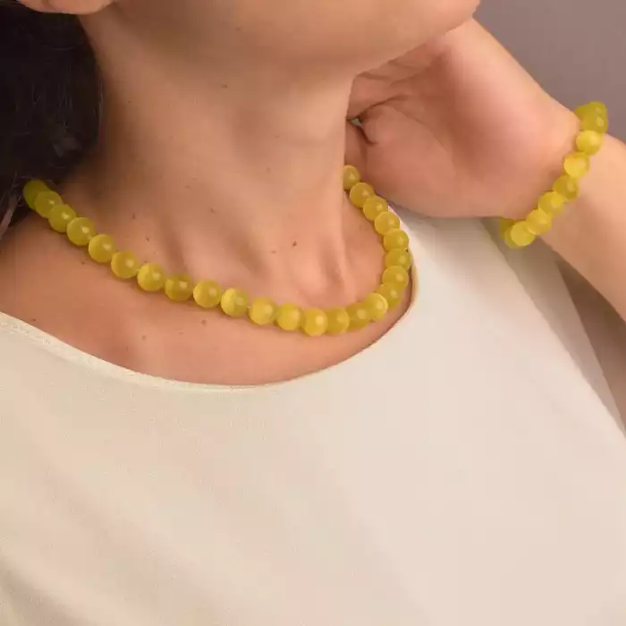 🏷️️ Намисто + Браслет Котяче око 45 см ss_79526