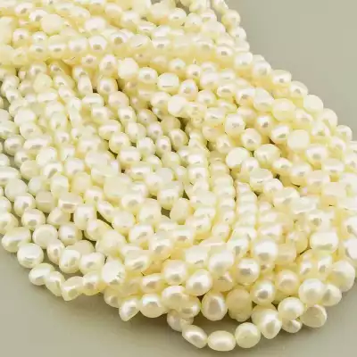 🏷️️ Намистини з перлами біла, 35 см (кульки 7х6 мм) F-104544