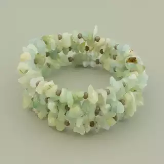 Браслет без застібки аквамарин з чеським кришталем крихітка (17 см, на гумці)