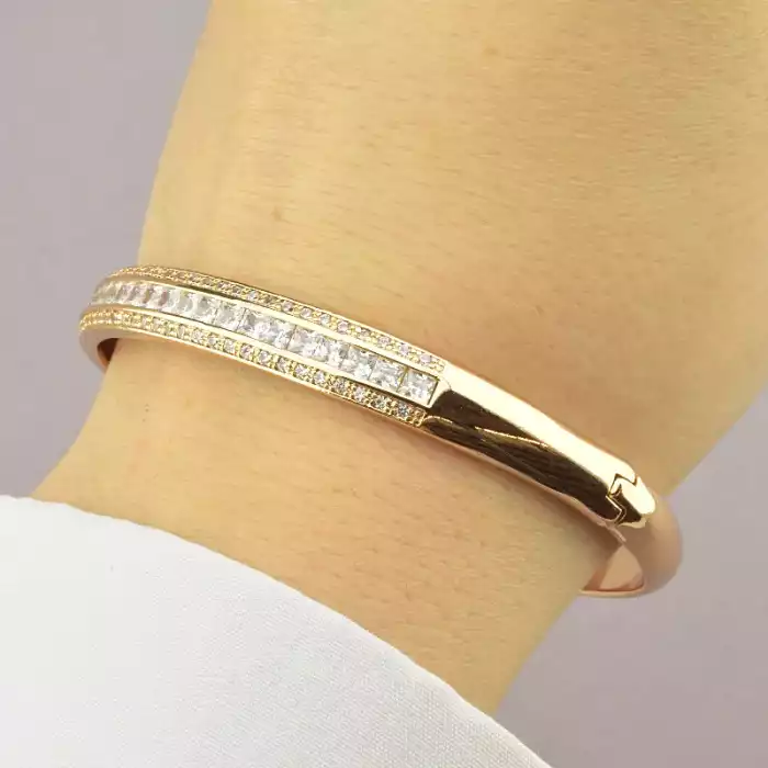 🏷️️ Браслет шарнірний Xuping Фіаніт 17 см (позолота 18к) ss_58908