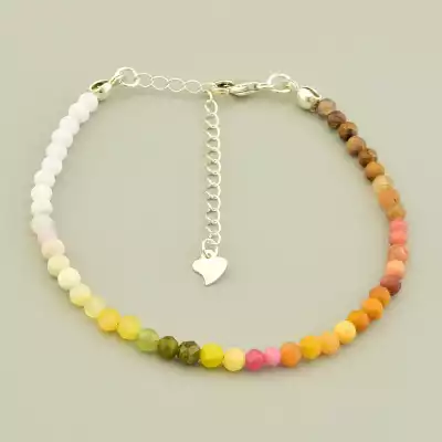 Браслет на карабіні Самоцвіти 17 см срібло (925)