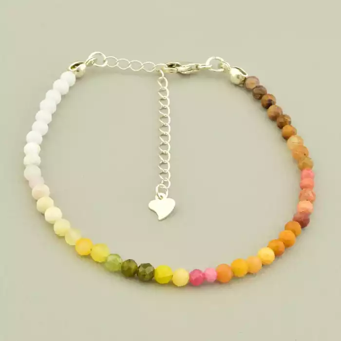 🏷️️ Браслет на карабіні Самоцвіти 17 см срібло (925) ss_105662