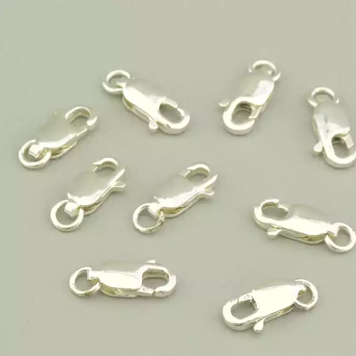 🏷️️ Застібка карабін срібло (925) 10x4мм. F-106067