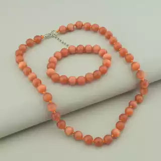 Намисто + Браслет Котяче око 47 см