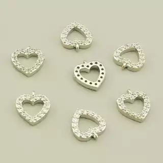 Кулон серце Фіаніт 10х9мм. (родій)