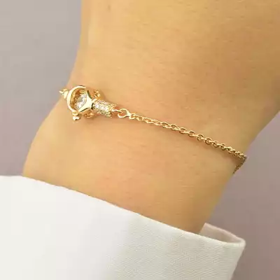 🏷️️ Браслет з карабіном Xuping Фіаніт 17 см (позолота 18к) F-82982