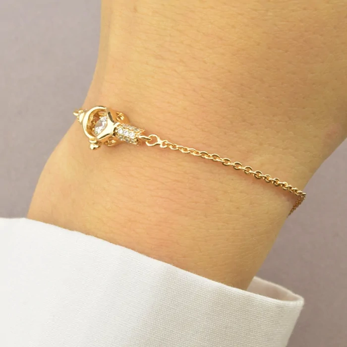 🏷️️ Браслет з карабіном Xuping Фіаніт 17 см (позолота 18к) ss_82982