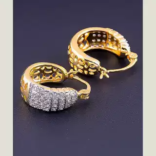 Сережки з французьким замком Xuping Фіаніт (позолота 18к)