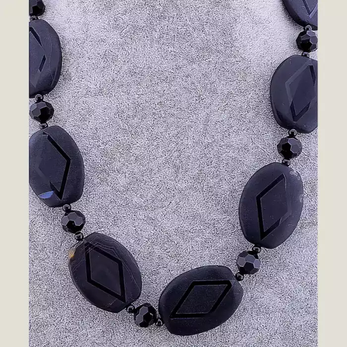 🏷️️ Намисто Агат, Чеський кришталь 57 см ss_65307