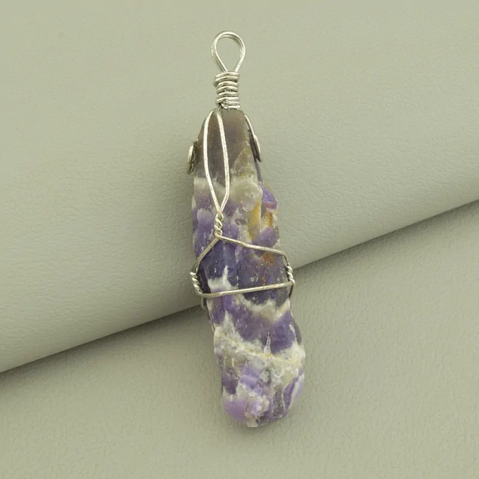 🏷️️ Кулон Аметист у дроті 65х25мм. ss_100942