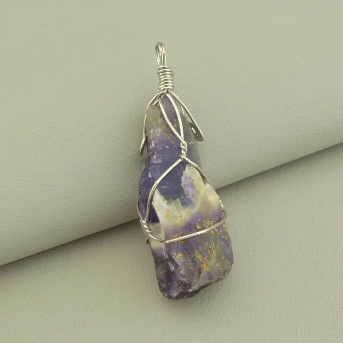 🏷️️ Кулон Аметист у дроті 65х25мм. ss_100942