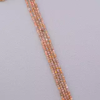 Намистини Сонячний камінь 39 см на нитці (натуральне каміння, без застібки) грановані квадратні