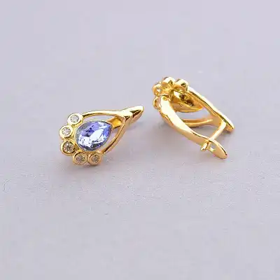 🏷️️ Сережки на англійській застібці Xuping Swarovski (позолота 18к) F-86397