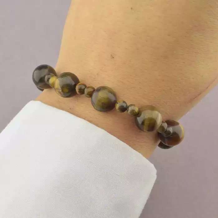 🏷️️ Браслет резинка Тигрове око 17 см. F-94856