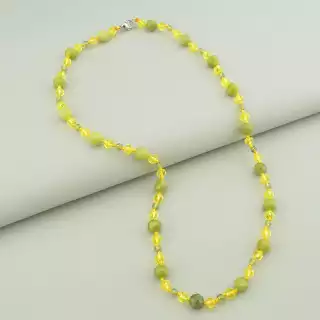 Намисто Жадеїт, Чеський кришталь 55 см.