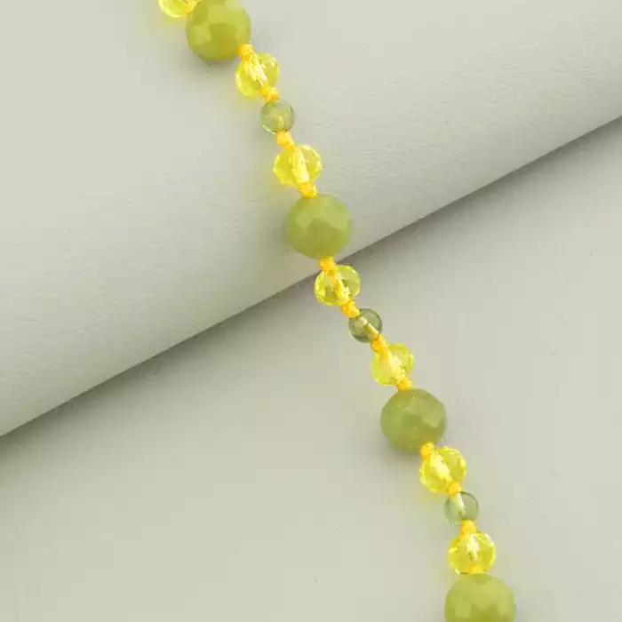 🏷️️ Намисто Жадеїт, Чеський кришталь 55 см. ss_94956