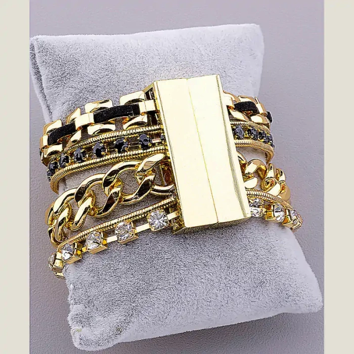 🏷️️ Браслет з магнітною застібкою Сrystal 19 см (позолота 18к) ss_18333