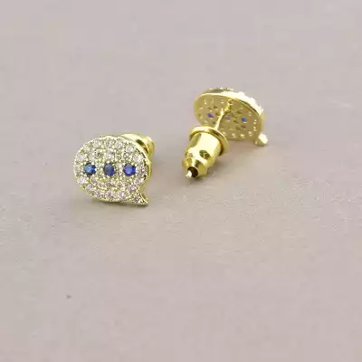 🏷️️ Сережки пусети Saiya Фіаніт (позолота 18к лимонна) F-96155