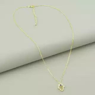 Підвіска хамса Saiya Фіаніт 41 см (позолота 18к лимонна)