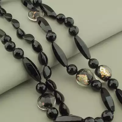 🏷️️ Намисто Агат, Муранське скло 100 см. F-104235