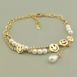 Браслет з карабіном Xuping Фіаніт 19 см. (позолота 18к)