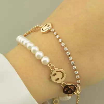 🏷️️ Браслет з карабіном Xuping Фіаніт 19 см. (позолота 18к) F-104442