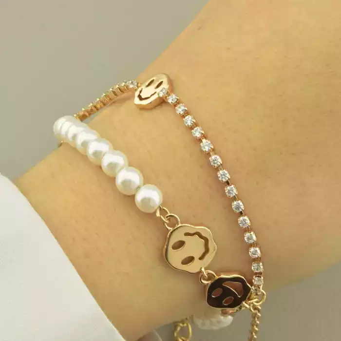 🏷️️ Браслет з карабіном Xuping Фіаніт 19 см. (позолота 18к) ss_104442