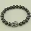 🏷️️ Браслет резинка з лабрадором та шунгітом (18 см) F-104645